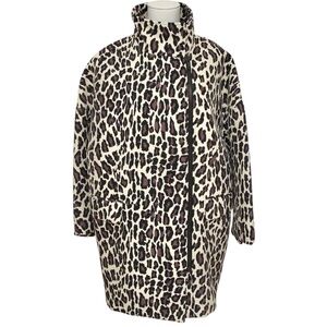 MSGM Jacket Coat Knee Length Animal Print Wool Long Sleeve Zip Closure 40 BNWT
